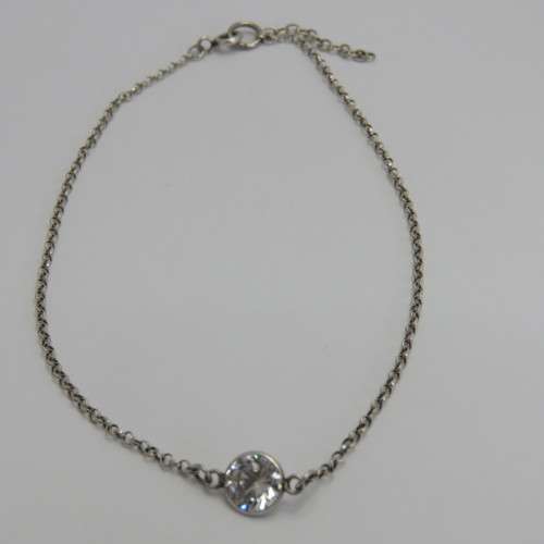 Sterling silver bracelet with clear stone - Weighs 1,7 g - Length 26,5 cm
