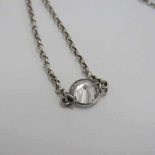 Sterling silver bracelet with clear stone - Weighs 1,7 g - Length 26,5 cm