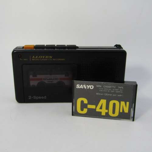 Vintage Lloyd`s micro cassette recorder - working - including extra mini cassette tape