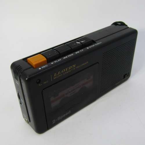Vintage Lloyd`s micro cassette recorder - working - including extra mini cassette tape