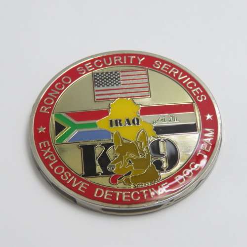 US Embassy Iraq K9 explosive detective dog team challenge coin