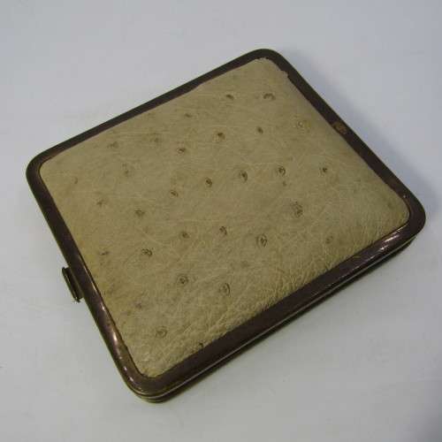 Vintage cigarette case with ostrich leather