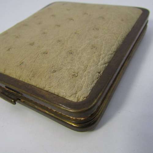 Vintage cigarette case with ostrich leather