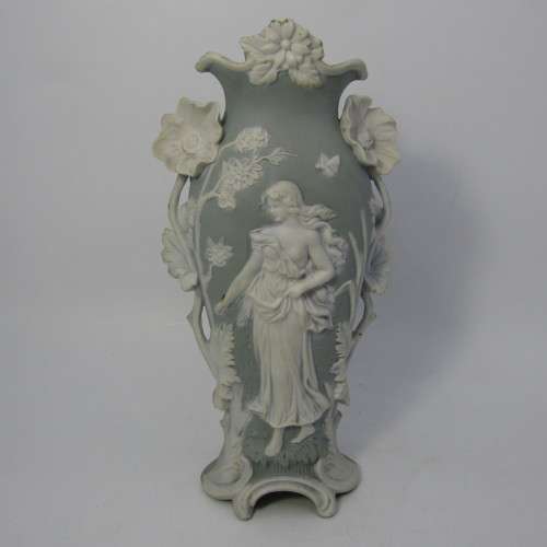 Antique Jasperware flower vase with number at base 3387