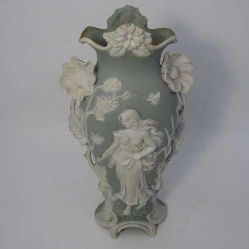 Antique Jasperware flower vase with number at base 3387