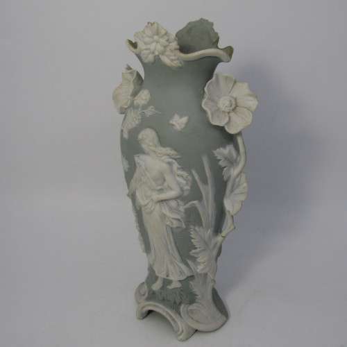 Antique Jasperware flower vase with number at base 3387