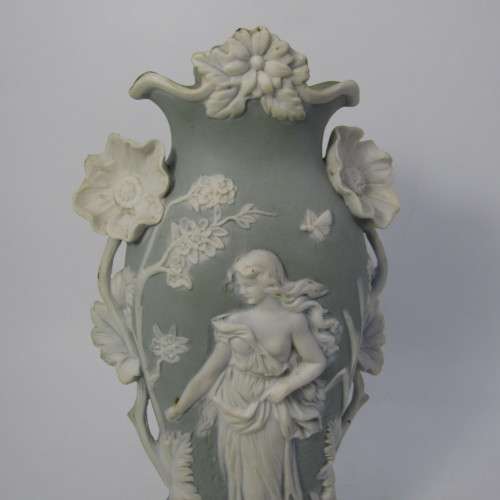 Antique Jasperware flower vase with number at base 3387