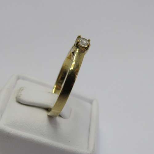 9kt Gold forever Solitaire diamond ring with 0,25 ct diamond with certificate - Color K/L