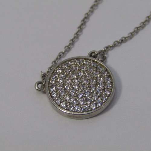 Sterling Silver necklace and pendant with clear stones - weighs 3.7g - 42cm