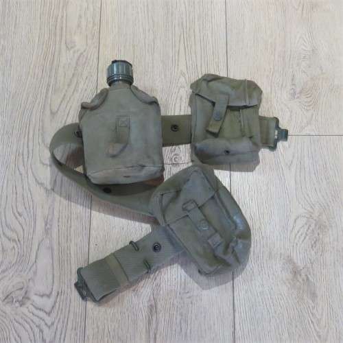 SADF webbing belt with water bottle and ammo pouches - Belt length 111 cm