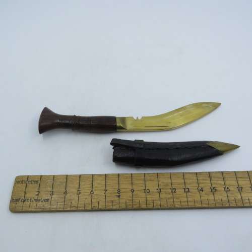 Miniature brass Kukri knife with sheath