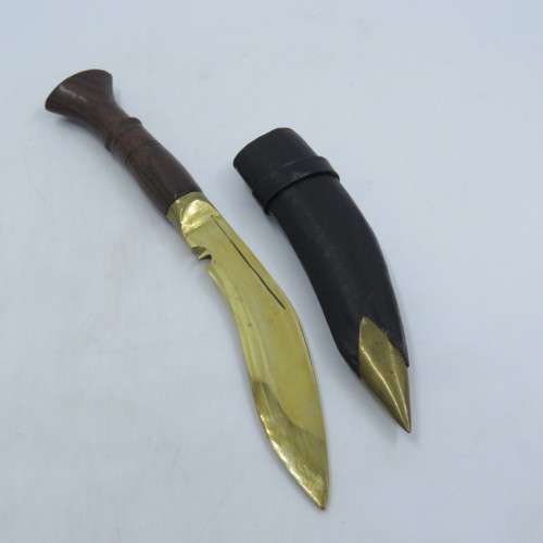 Miniature brass Kukri knife with sheath