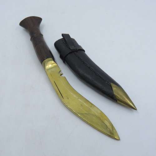 Miniature brass Kukri knife with sheath