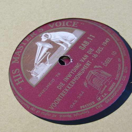 Voortrekker Monument inauguration set of 6 records - Afrikaans by His Masters Voice