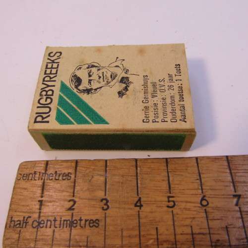 Set of 13vintage Springbok Rugby series safety matchboxes - empty