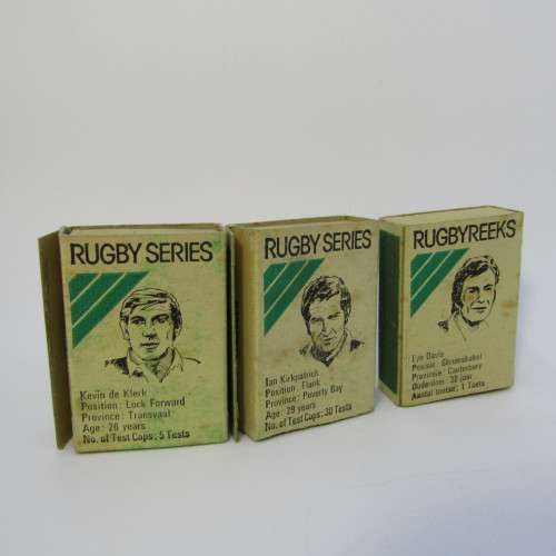 Set of 13vintage Springbok Rugby series safety matchboxes - empty