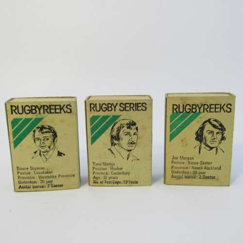 Set of 13vintage Springbok Rugby series safety matchboxes - empty