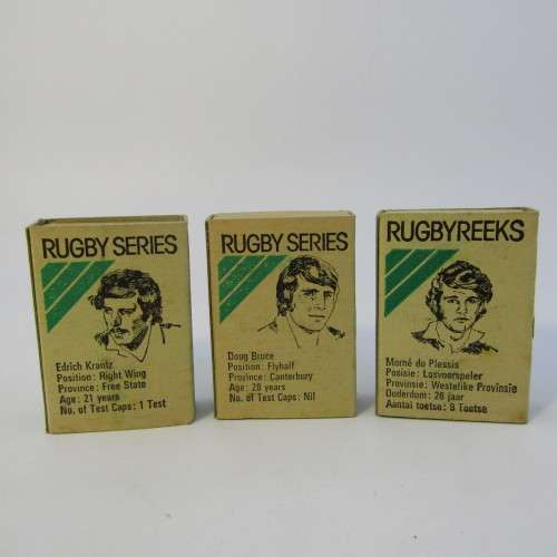 Set of 13vintage Springbok Rugby series safety matchboxes - empty