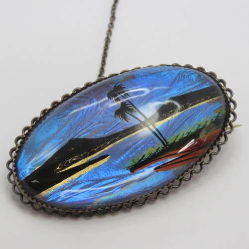 Vintage sterling silver butterfly wing brooch with safety chain - Weighs 10,9 g