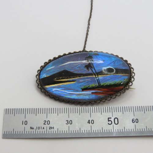 Vintage sterling silver butterfly wing brooch with safety chain - Weighs 10,9 g