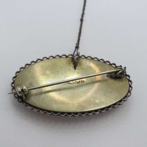 Vintage sterling silver butterfly wing brooch with safety chain - Weighs 10,9 g