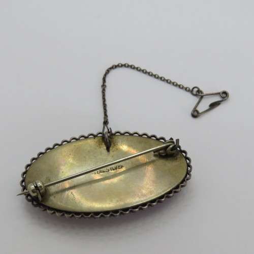 Vintage sterling silver butterfly wing brooch with safety chain - Weighs 10,9 g