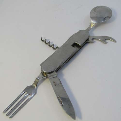 Stainless steel pocket knife with fork and spoon - Hobo knife