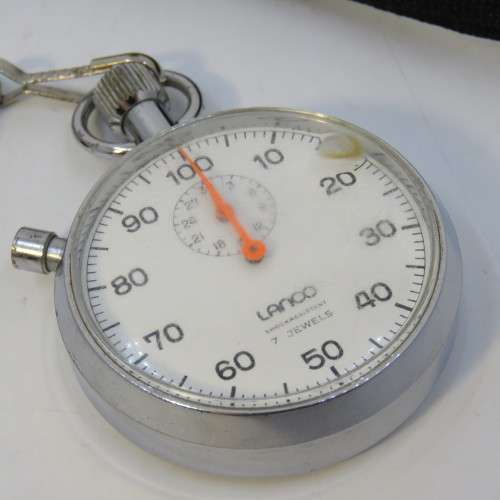 Vintage Lanco Mechanical stopwatch - Working - Melting damage to lens