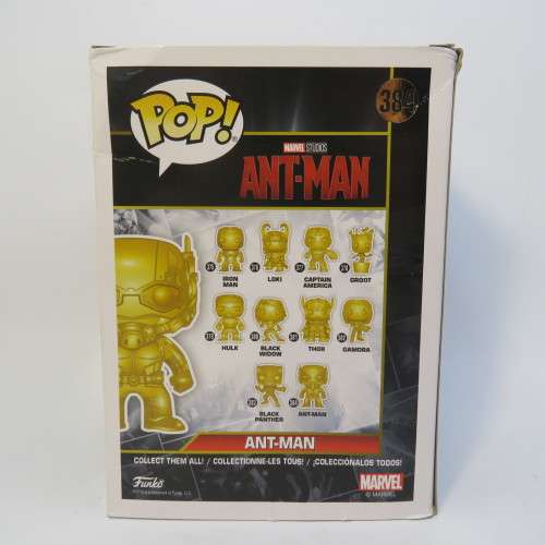 Funko Pop Marvel Studios #384 Ant-Man Gold Chrome edition bobble-head figure in box