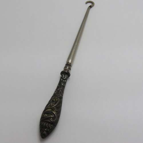 Antique boot lace puller with Birmingham hallmark - Sterling silver handle