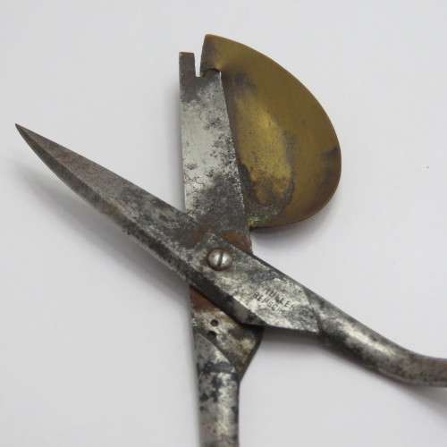 Antique wick trimming scissors with brass add on cup - Made by Miller Remsche