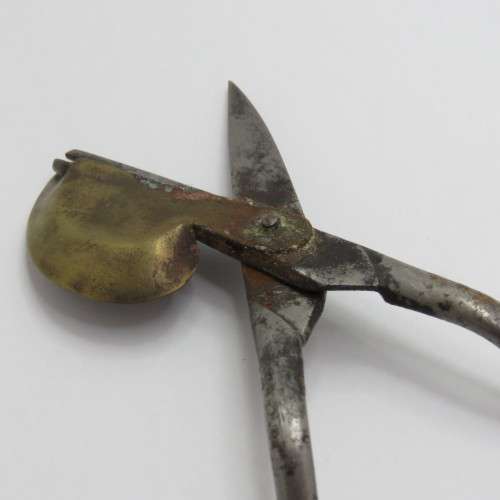 Antique wick trimming scissors with brass add on cup - Made by Miller Remsche