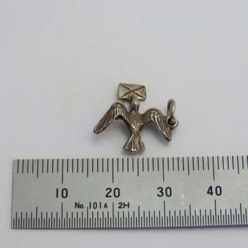 Silver charm Dove with letter