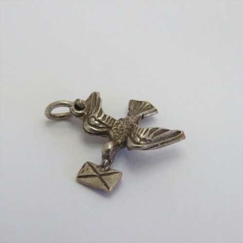 Silver charm Dove with letter