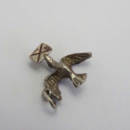 Silver charm Dove with letter