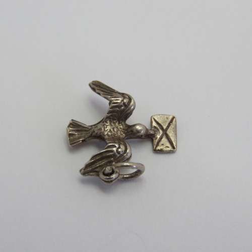 Silver charm Dove with letter