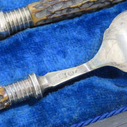 Antique Jam Spoon and butter knife set in case by Francis Howard