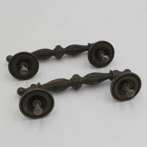 Pair of vintage casted bronze door handles