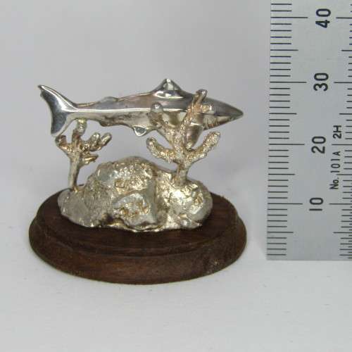 Silver Sculpture `White Shark` by Stuart Benade