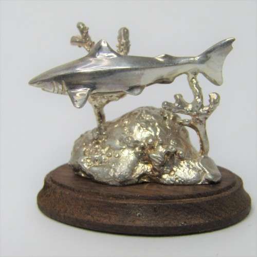 Silver Sculpture `White Shark` by Stuart Benade