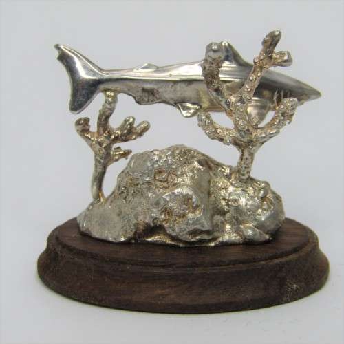 Silver Sculpture `White Shark` by Stuart Benade