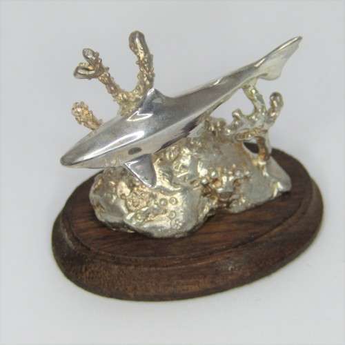 Silver Sculpture `White Shark` by Stuart Benade