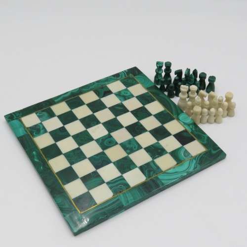 Vintage Malachite and marble chess set