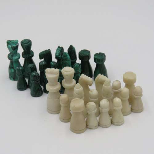 Vintage Malachite and marble chess set