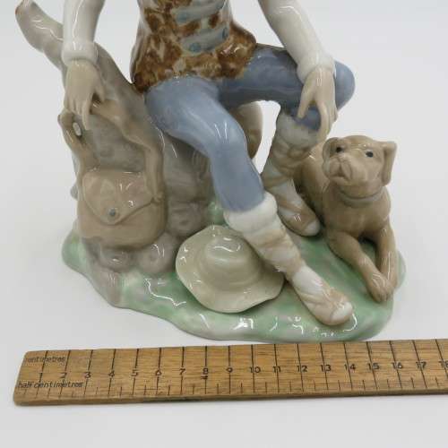 Vintage Tengra Spanish porcelain man with dog figurine