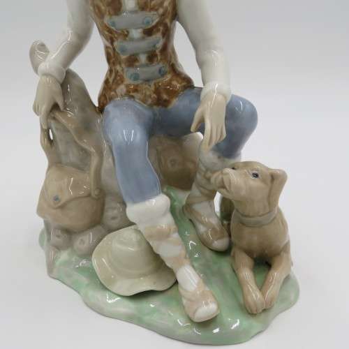 Vintage Tengra Spanish porcelain man with dog figurine
