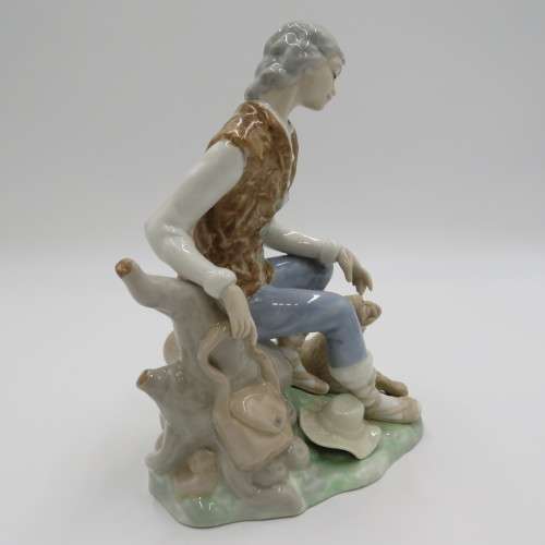 Vintage Tengra Spanish porcelain man with dog figurine