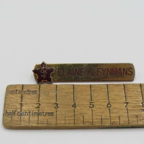 SA Medical Service Corps name tag - Elaine Kleynhans