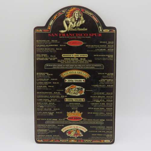 Vintage San Francisco Spur Strand wooden menu