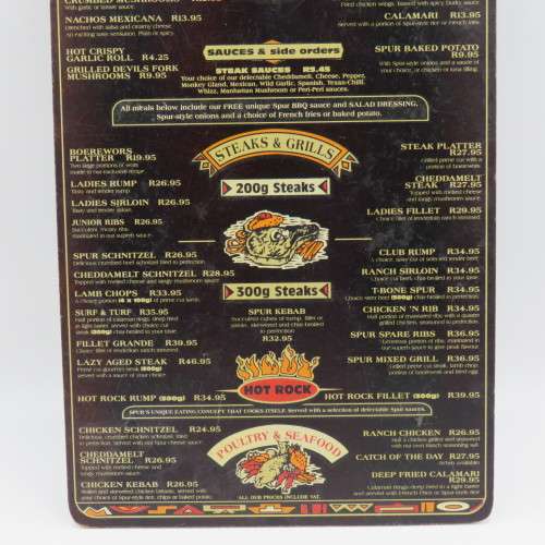 Vintage San Francisco Spur Strand wooden menu